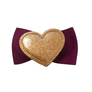 Gymboree hair bow bundled and bright berry color glitter heart clip